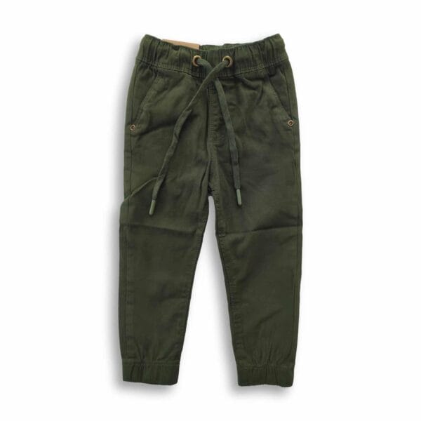 Boys Gabardine Joggers Full Pant Dark Olive