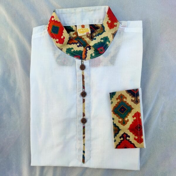 Boy's Premium Contrast Panjabi White - Image 2