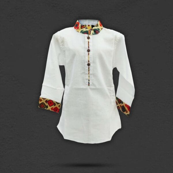 Boy's Premium Contrast Panjabi White