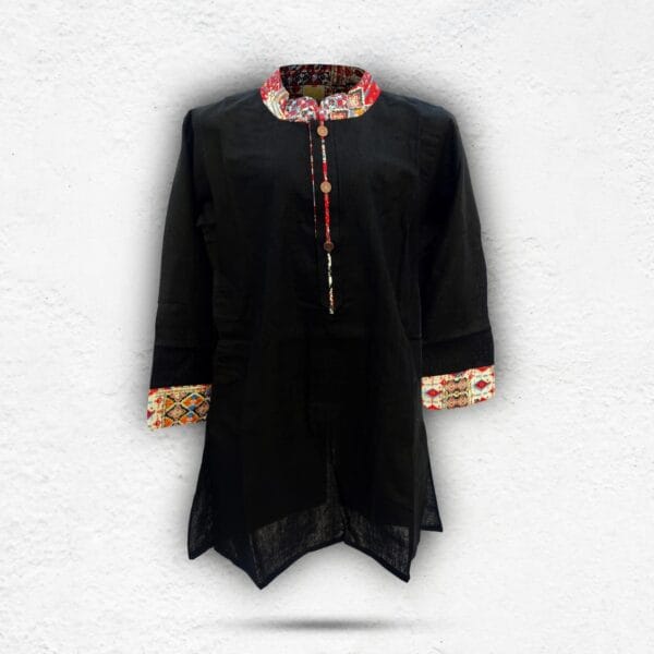 Boy's Premium Contrast Panjabi Black