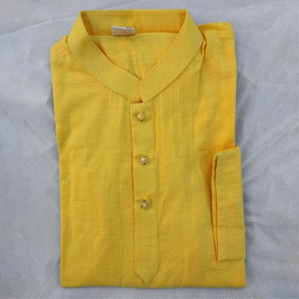 Boy's Solid Slim Fit Panjabi Yellow - Image 2