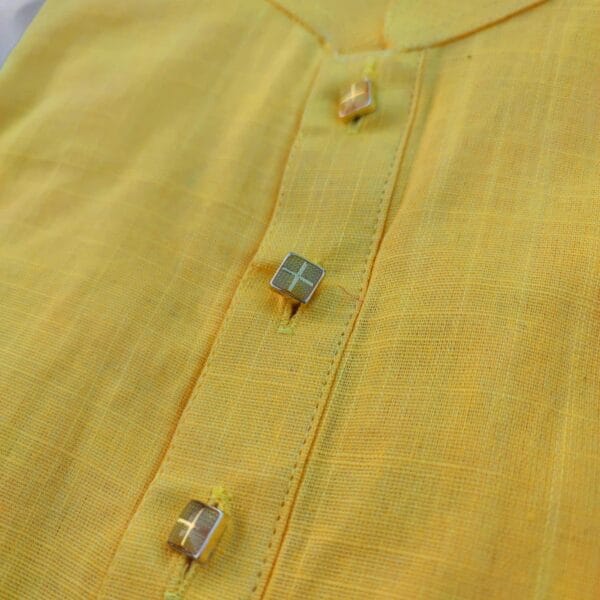 Boy's Solid Slim Fit Panjabi Yellow - Image 4