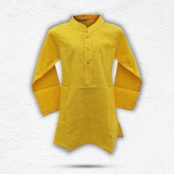 Boy's Solid Slim Fit Panjabi Yellow