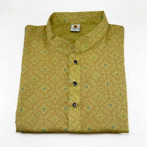 Boy's All Over Printed Panjabi Yellow Green