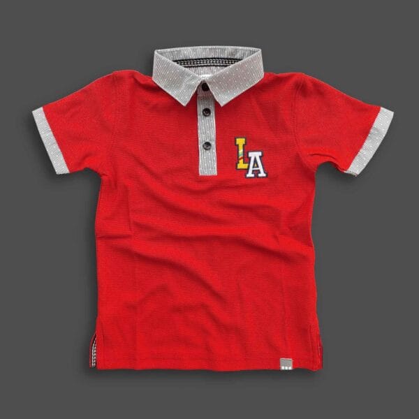 Boys Stylish Embroidery Polo Shirt Red