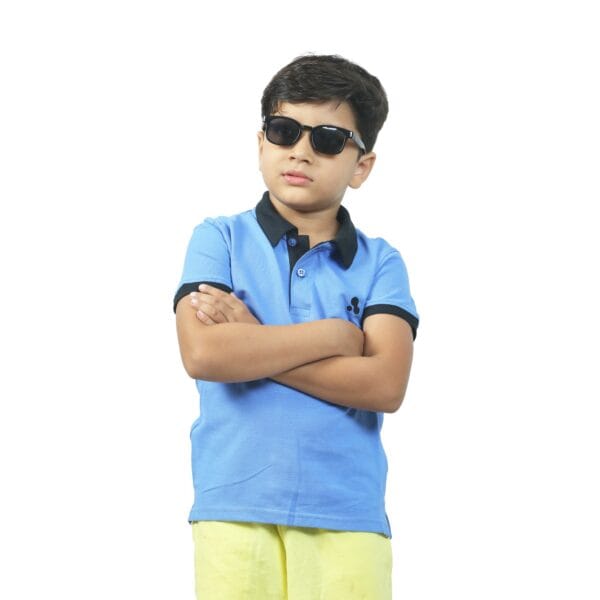 Boys' Short Sleeve Polo T-Shirt Light Royal - Image 2