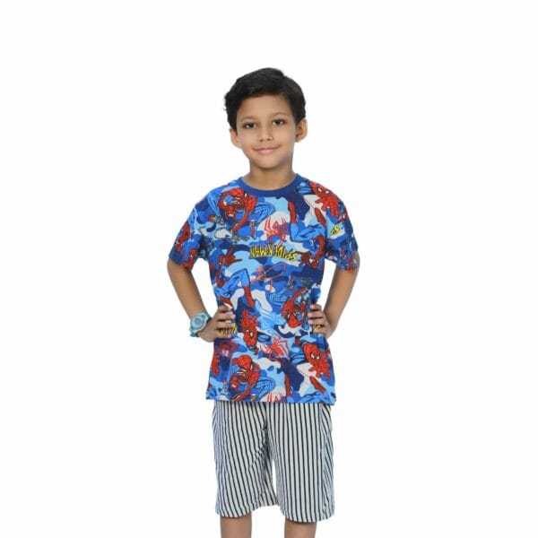 Royal Blue All Over Print T-Shirt & Pant Set SPIDERMAN - Image 2