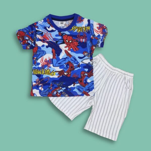 Royal Blue All Over Print T-Shirt & Pant Set SPIDERMAN