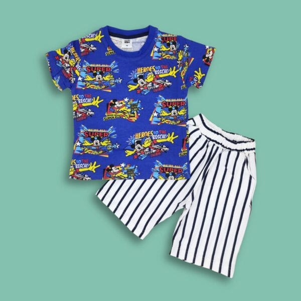 Royal Blue All Over Print T-Shirt & Pant Set Mickey Mouse