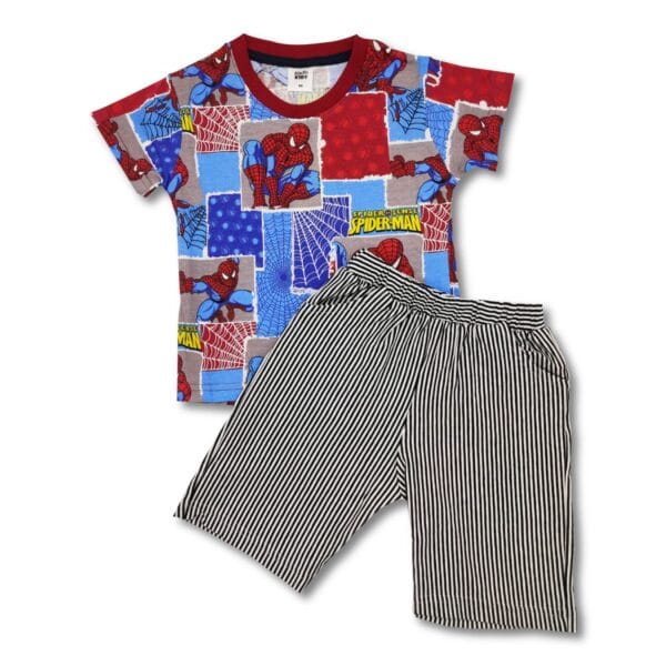 Maroon All Over Print T-Shirt & Pant Set SPIDERMAN