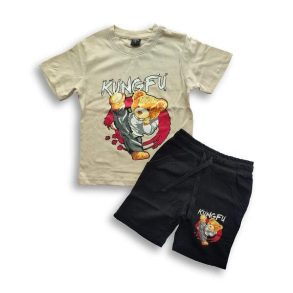 Boys Kung Fu Panda Printed T-shirt & Pant Set Cream