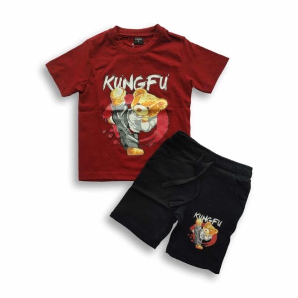 Boys Kung Fu Panda Printed T-shirt & Pant Set Red