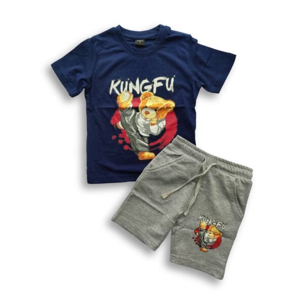 Boys Kung Fu Panda Printed T-shirt & Pant Set Blue