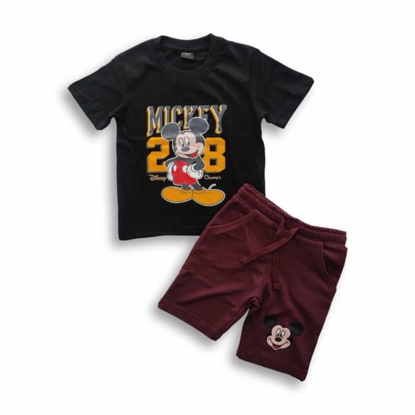 Boys Mickey Printed T-shirt & Pant Set Black