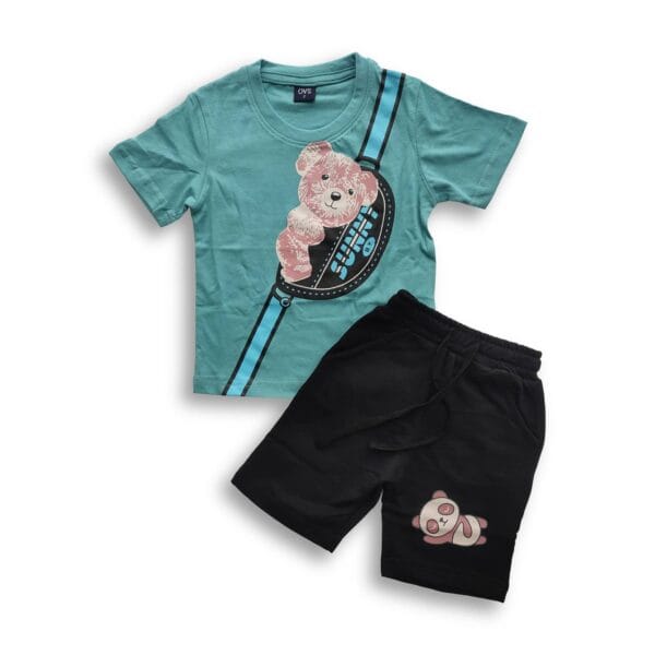 Boys Cute Panda Printed T-shirt & Pant Set Paste