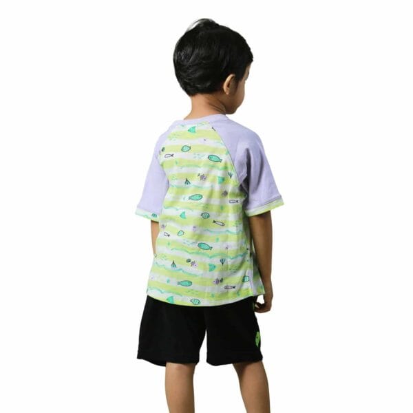 All Over Print T-Shirt & Short Pant FISH Raglan Sleeve - Image 2