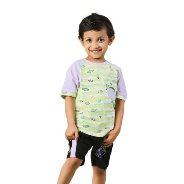 All Over Print T-Shirt & Short Pant FISH Raglan Sleeve - Image 3