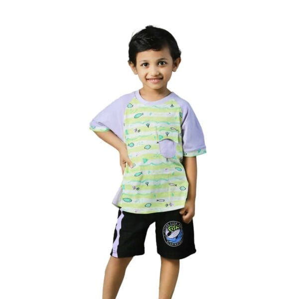 All Over Print T-Shirt & Short Pant FISH Raglan Sleeve - Image 4