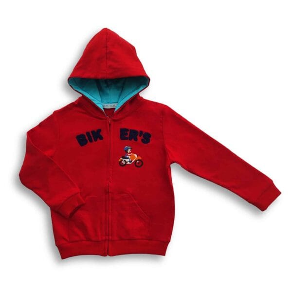 Baby Biker Winter Zip-up Hoodie Red