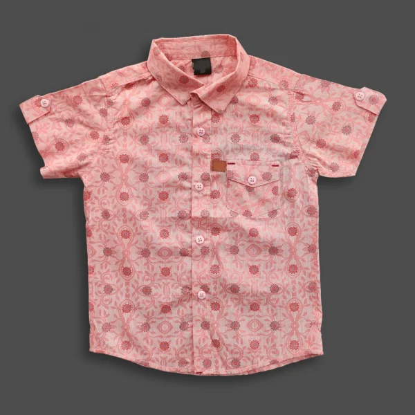 All Over Printed Boys Shirt Light Rose