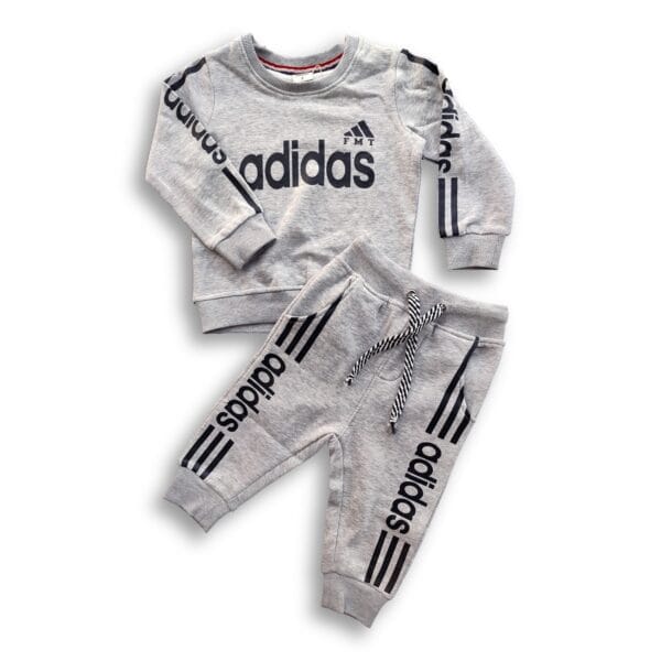 Boys Adidas Printed Winter Sweatshirt & Trouser Set Ash