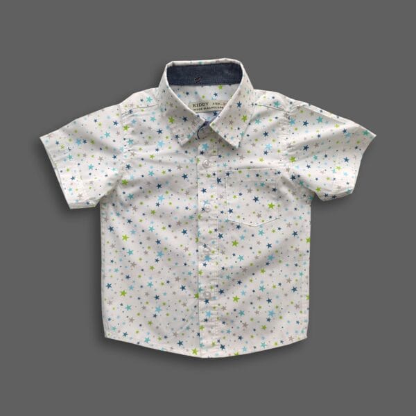 Boys All Over Star Printed Shirt White