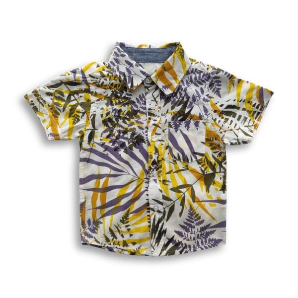 Boys All Over Leaf Printed Shirt Multicolor