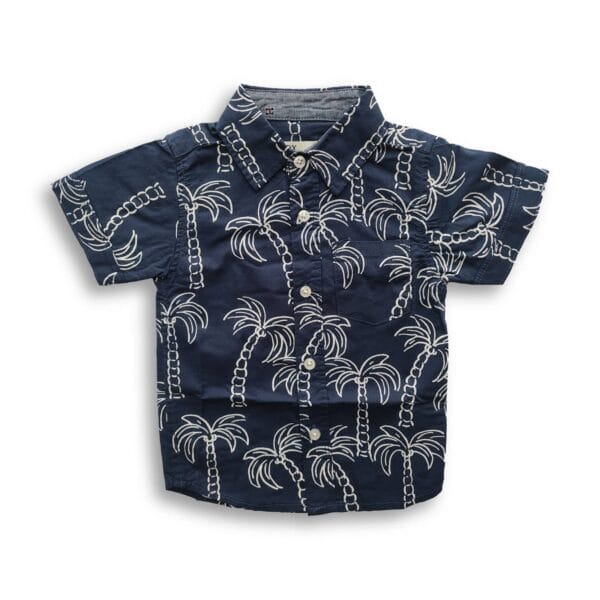 Boys All Over Tree Printed Shirt Blue