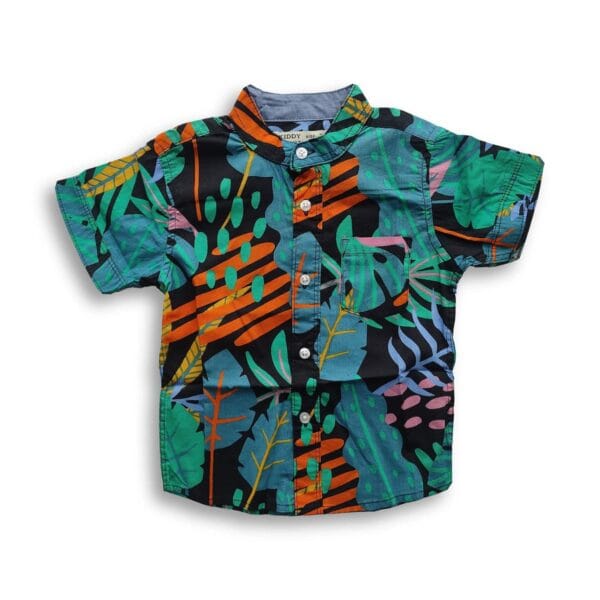 Boys All Over Leaf Printed Shirt Multicolor