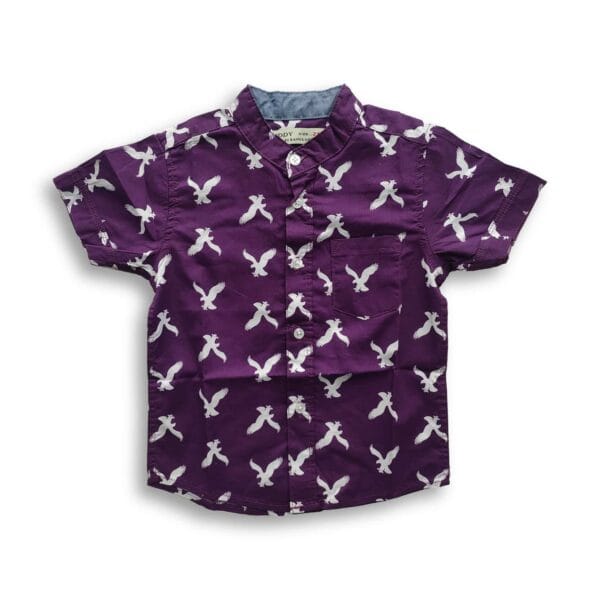 Boys All Over Eagle Printed Shirt Purple