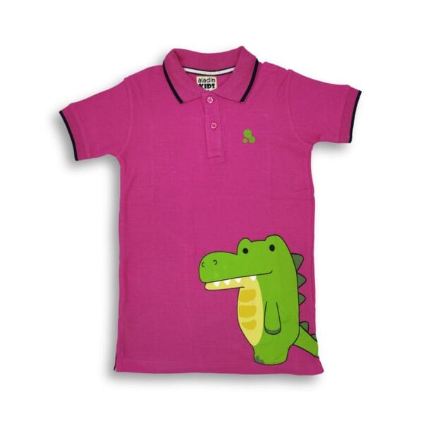 Crocodile Print Stylish Boys' Summer Stylish Polo T-shirt_Sweet Pink