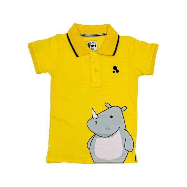 Boys' Printed Short Sleeve Summer Polo T-Shirt_Yellow