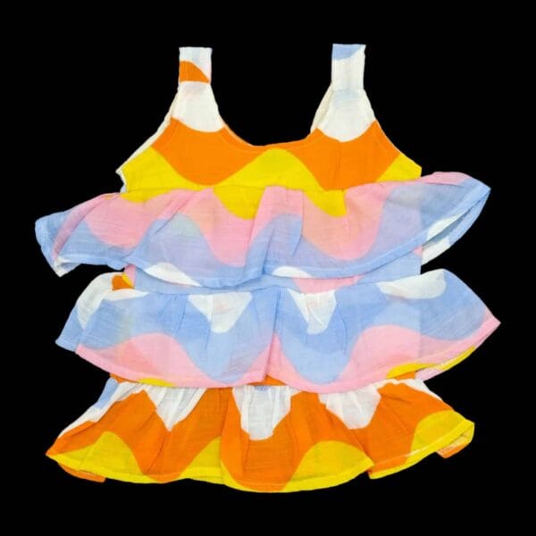 Slab Print Open Neck Baby Girls' Floral Summer Frock_Orange