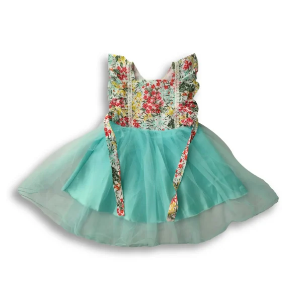 Girls Floral Print Linen Party Frock Pest
