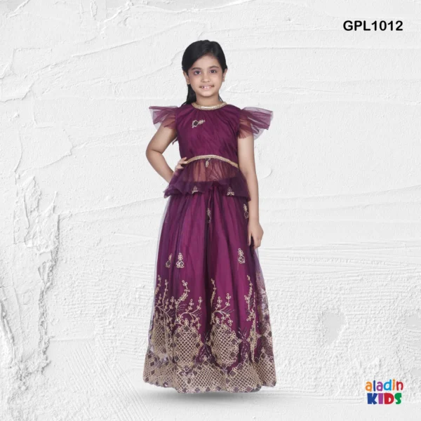 Net Embroidery Girls Party Lehenga Set VIOLET