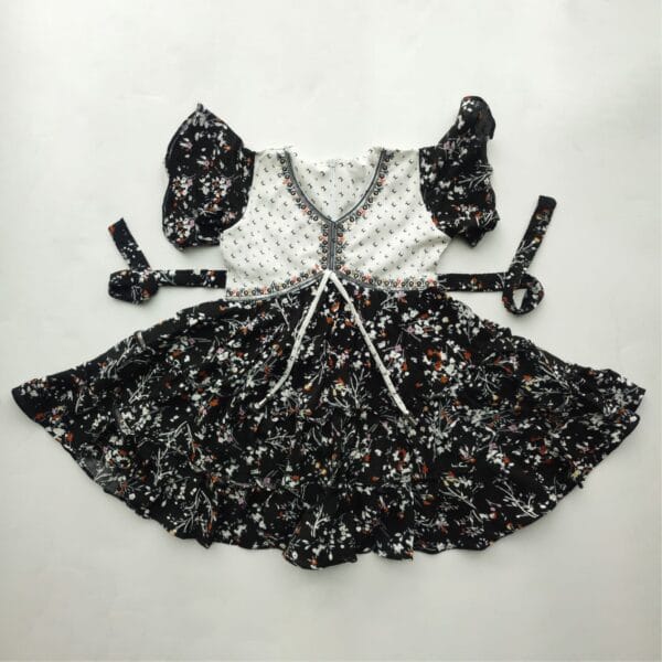 Girl Sequin and Embroidery Work Frock Black