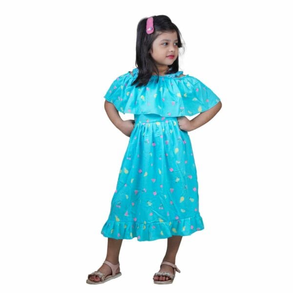 Fruits Print Cute Linen Girls' Summer Frock Pest - Image 3