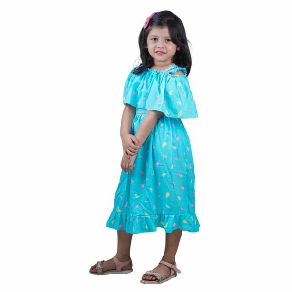 Fruits Print Cute Linen Girls' Summer Frock Pest - Image 2