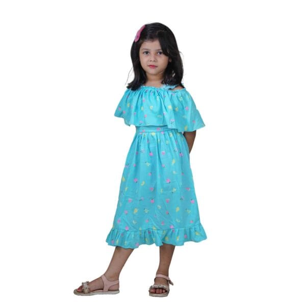 Fruits Print Cute Linen Girls' Summer Frock Pest - Image 4