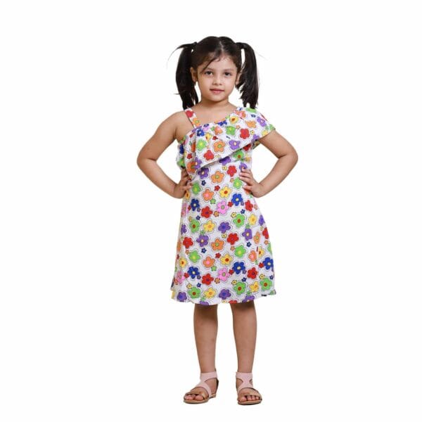 Girls Summer Frock Off Shoulder Floral Print