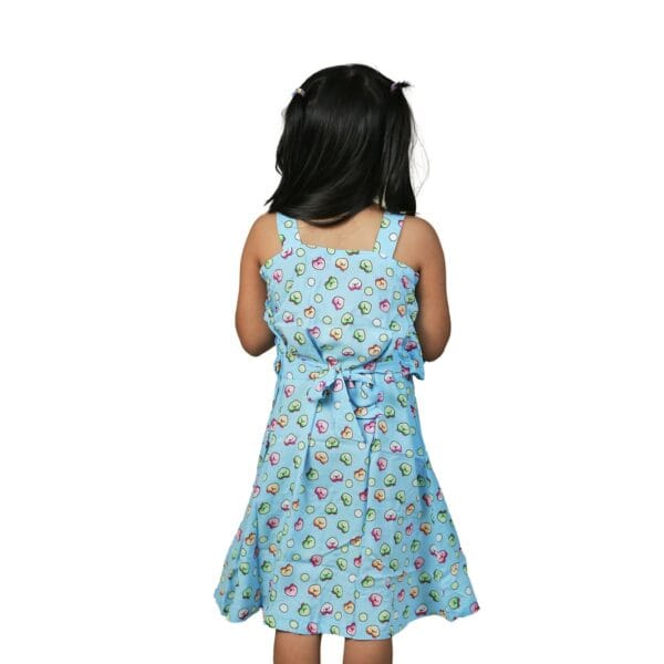 Girls Ruffle Summer Frock Apple Print Pest - Image 4