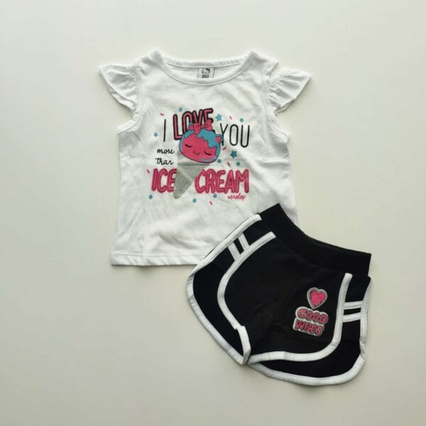 Girls Cute Top & Pant Set White