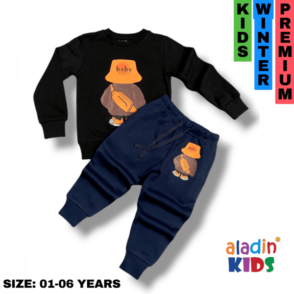 Boys BABY Happy Winter Sweatshirt & Trouser Set Black