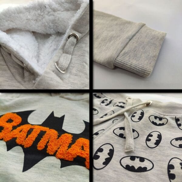 Baby BATMAN Winter Hoodie and Trouser Set Ash - Image 2