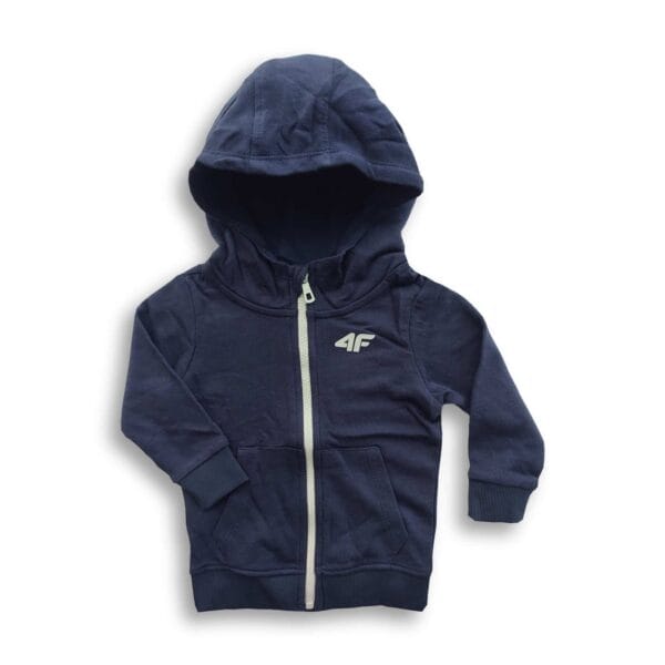 Boys 4F Printed Zipper Hoodie Navy Blue