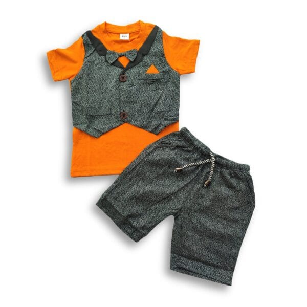 Boys Stylish Koti & Pant Set Gray