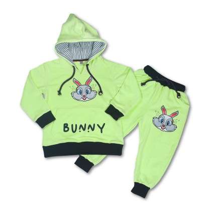 Cute BUNNY Stylish Winter Dress Full Sleeve Tops & Pants Lemon
