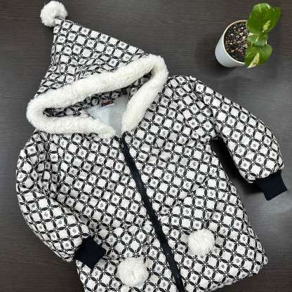 Kids Multicolor Winter Puffer Jacket White