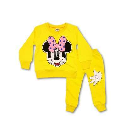 Minnie Mouse Winter Full Sleeve Tops & Pant Set for Girls Yellow