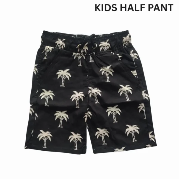 Boys All Over TREE Printed Gabardine Half Pant Black